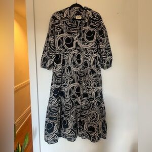 Anthropologie Patterned Maeve Dress Navy Blue